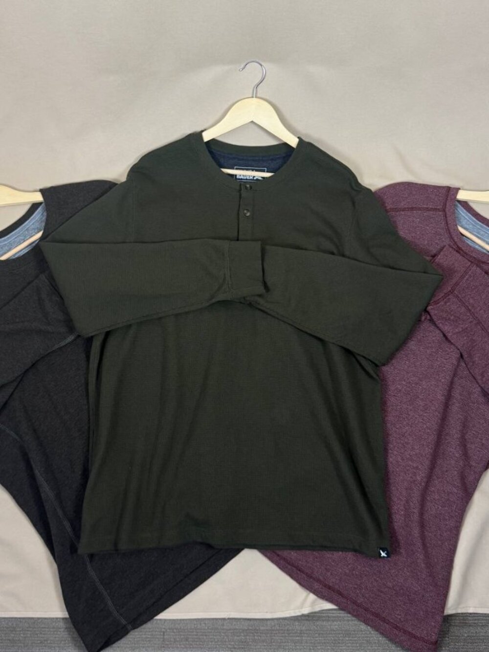 Lot of 3 Eddie Bauer Thermal Waffle Shirts Men’s Size 2XL Henley Crewneck